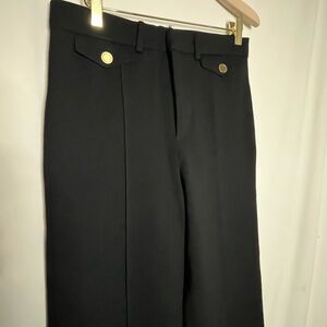 FRAME Denim:The Reboot Trouser Black High Rise Bootcut Gold Button Pants Size P4